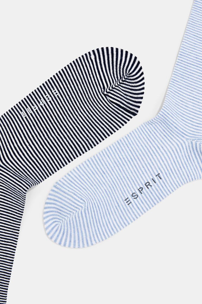Pruhované ponožky se srolovaným lemem, bio bavlna, LIGHT BLUE/BLACK, detail image number 1