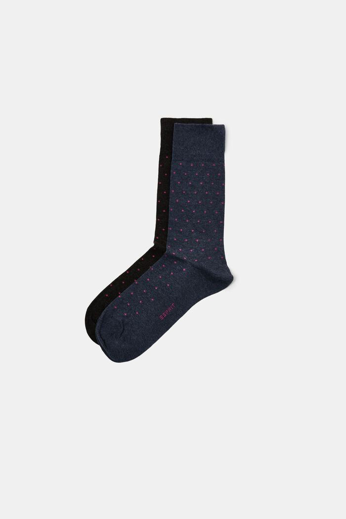 2 páry ponožek s tečkovaným vzorem, bio bavlna, BLACK, overview