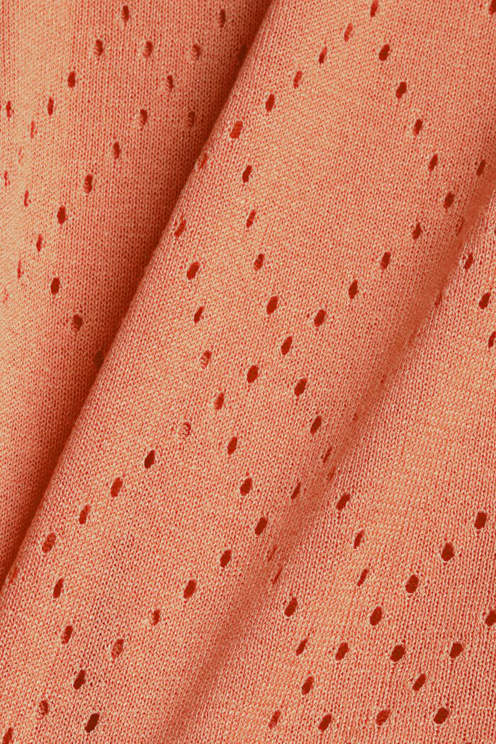 Se lnem: tričko z pleteniny s ažurem, CORAL ORANGE, detail image number 4
