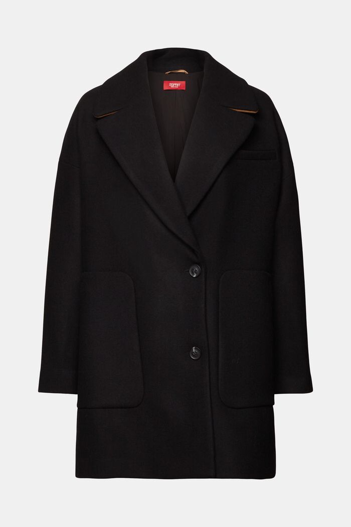 Z recyklovaného materiálu: kabát ze směsi s vlnou, BLACK, detail image number 6