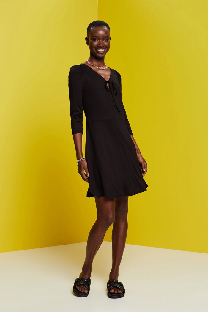 Žerzejové mini šaty, LENZING™ ECOVERO™, BLACK, detail image number 4