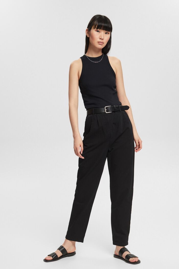 Kalhoty chino s vysokým pasem, 100% bavlna Pima, BLACK, detail image number 5