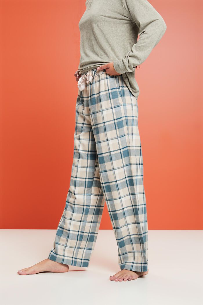 Pyžamové kalhoty z károvaného flanelu, TEAL BLUE, detail image number 0