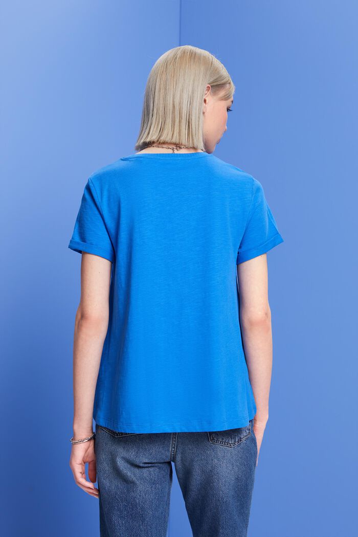 Basic tričko s kulatým výstřihem, 100 % bavlna, BRIGHT BLUE, detail image number 3