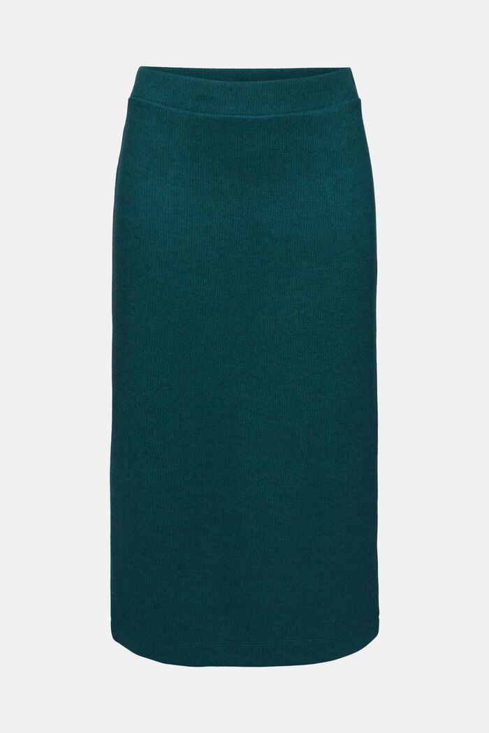 Midi sukně z žebrované pleteniny, EMERALD GREEN, detail image number 6