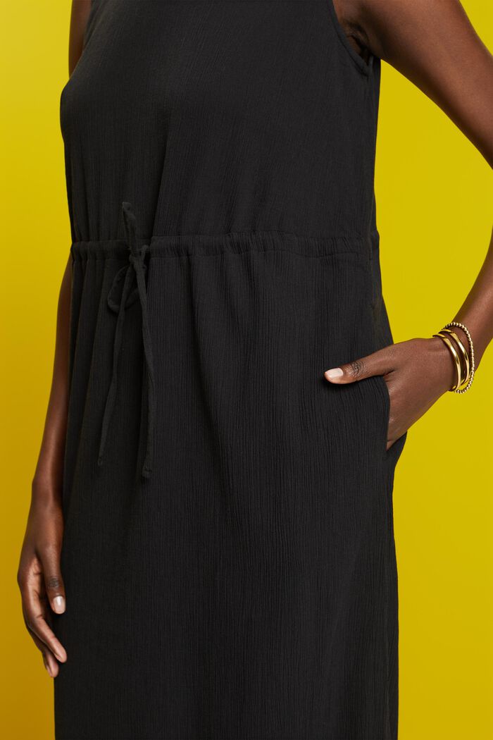 Maxi šaty z pomačkaného materiálu, BLACK, detail image number 2