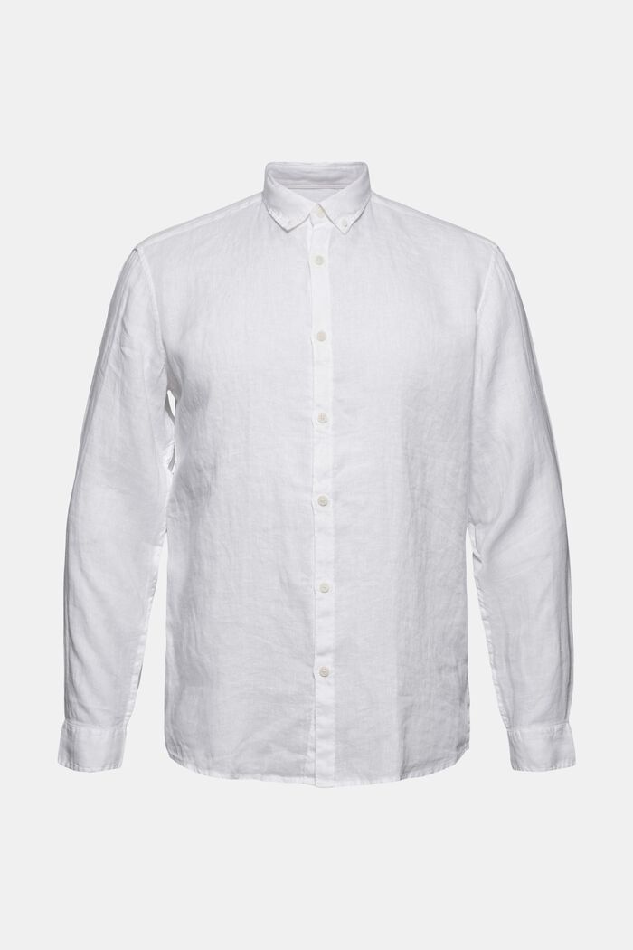Košile s propínacím límečkem, 100% len, WHITE, detail image number 8