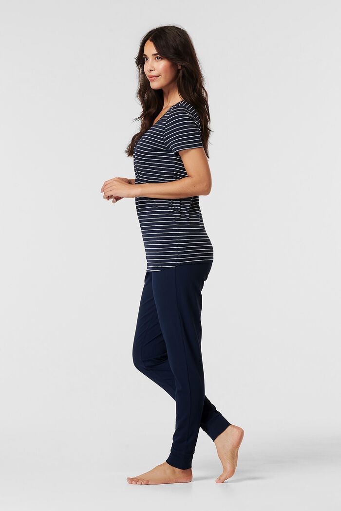 Strečové žerzejové pyžamo s úpravou pro kojení, NIGHT BLUE, detail image number 0