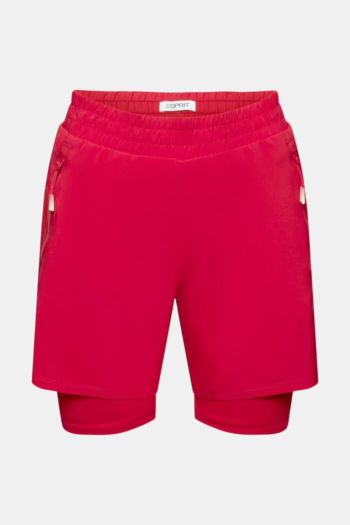 Sportovní dvouvrstvé šortky, DARK RED, detail image number 6