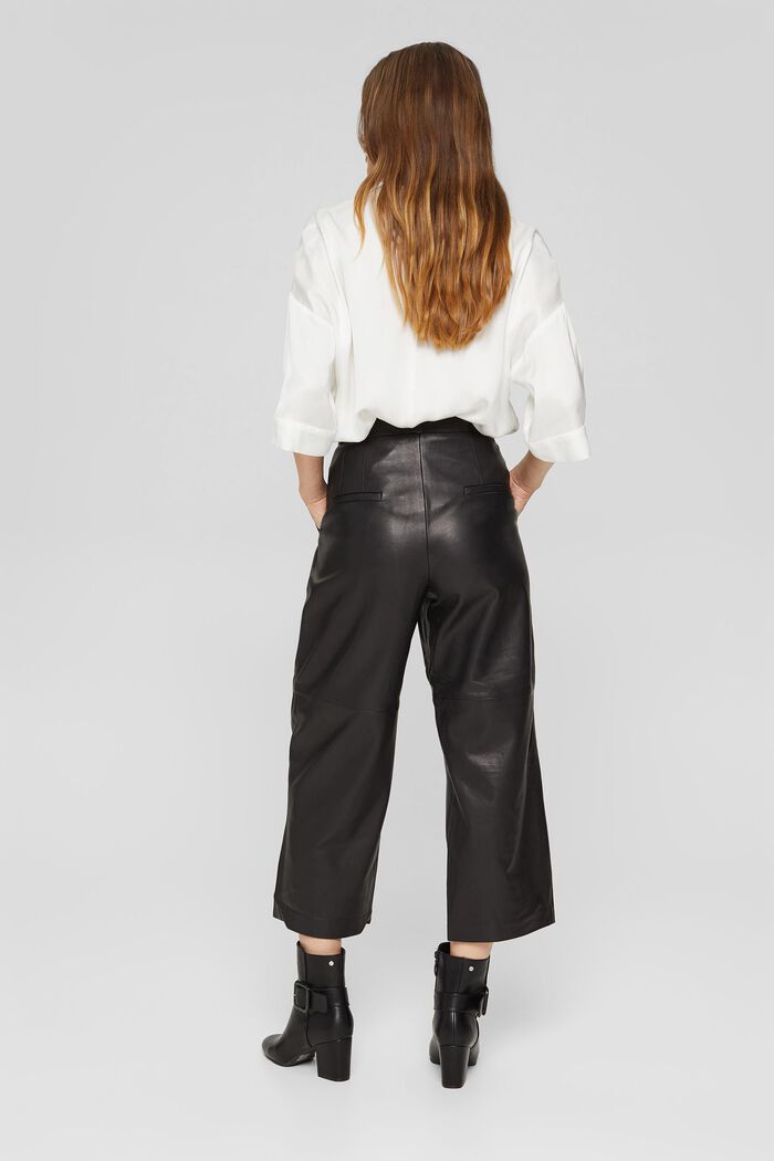 Z kůže: Kalhotová sukně s vysokým pasem, BLACK, detail image number 3