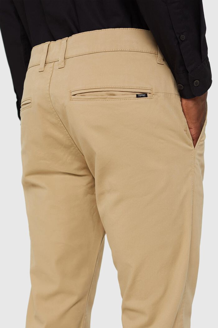 Strečové kalhoty chino, bio bavlna, BEIGE, detail image number 3