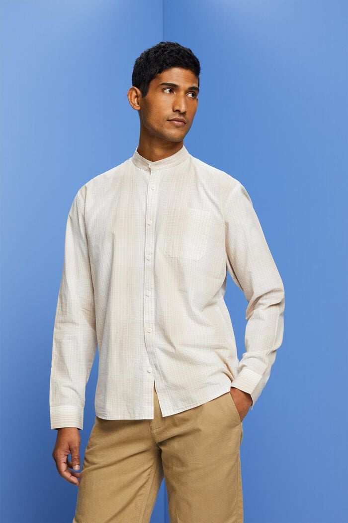 Ombré košile s mandarínským límcem, LIGHT TAUPE, detail image number 0