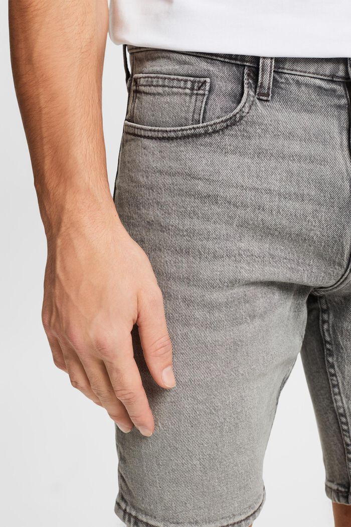 Džínové šortky Slim Fit se středně vysokým pasem, GREY MEDIUM WASHED, detail image number 4