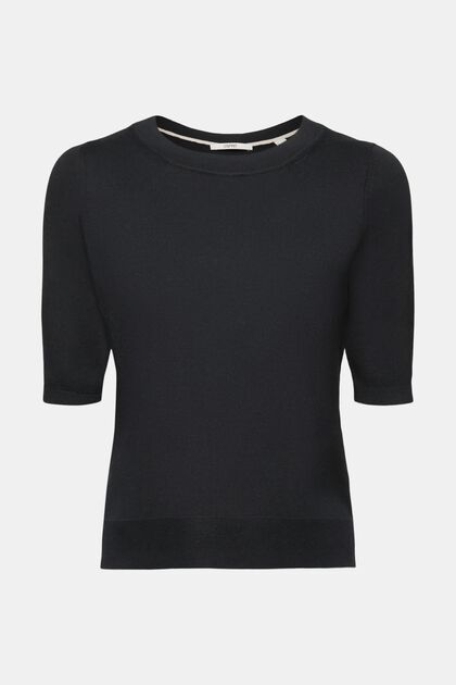 Pletený svetřík s krátkým rukávem, BLACK, overview
