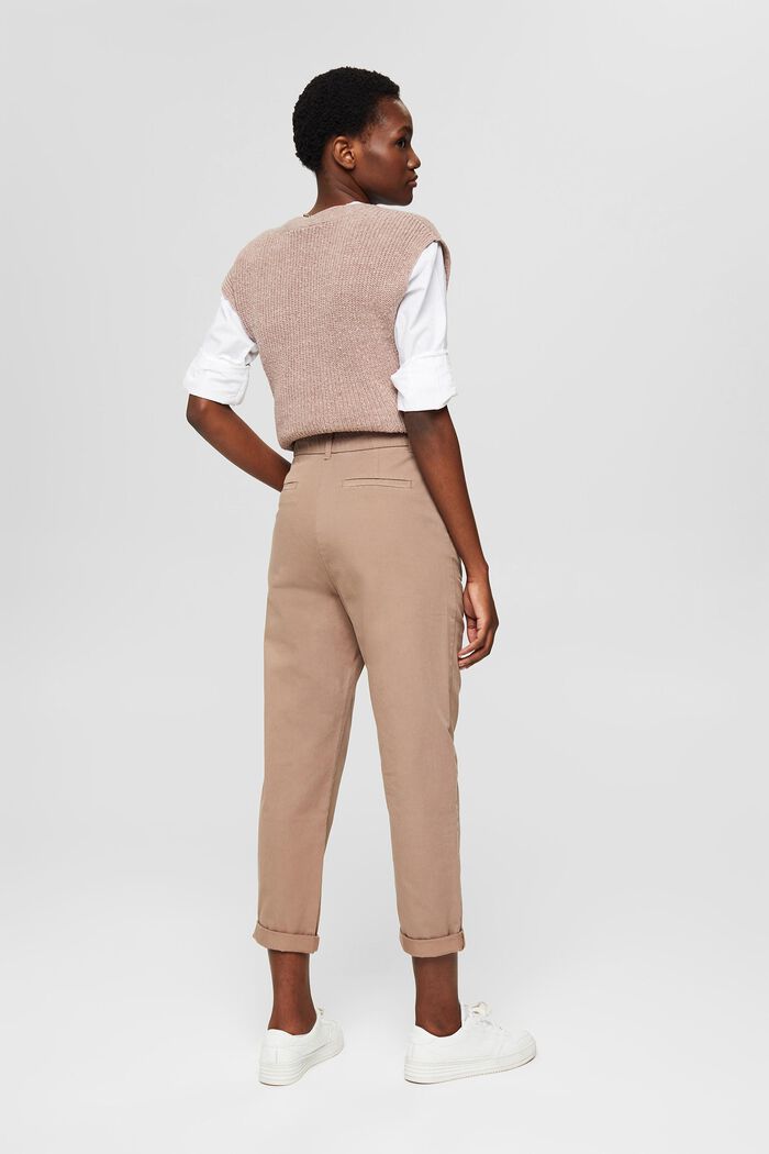 Kalhoty chino s vysokým pasem, 100% bavlna Pima, TAUPE, detail image number 3