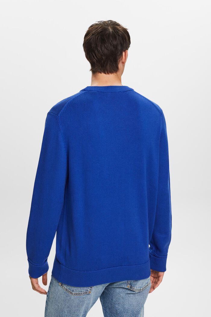 Bavlněný pulovr s kulatým výstřihem, BRIGHT BLUE, detail image number 3
