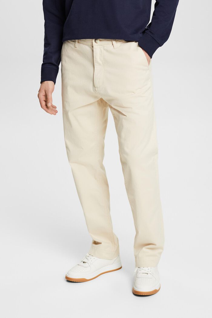 Bavlněné kalhoty chino s rovnými nohavicemi, LIGHT BEIGE, detail image number 0