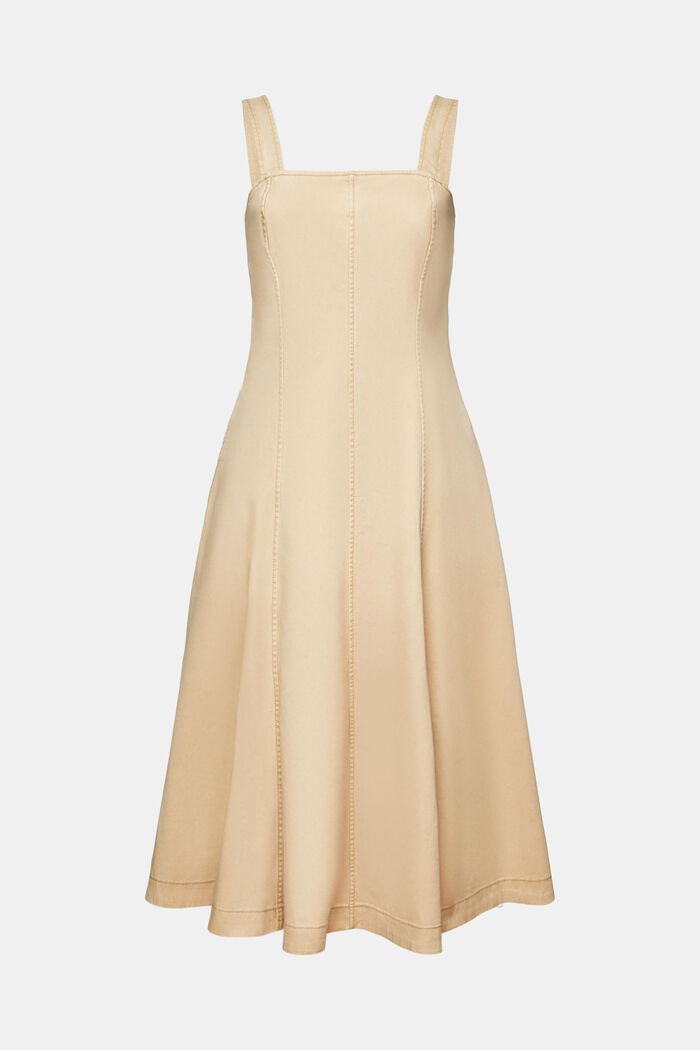 Midi šaty s laclem, z bavlněného kepru, BEIGE, detail image number 5