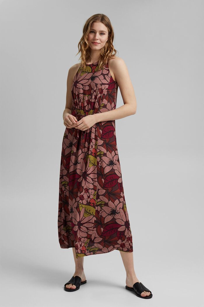 Květinové maxi šaty s materiálem LENZING™ ECOVERO™, TERRACOTTA, detail image number 1