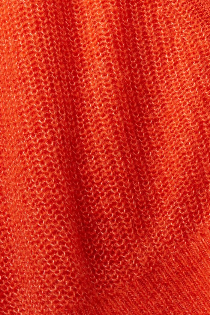 Mohérový kardigan se špičatým výstřihem, ORANGE RED, detail image number 5