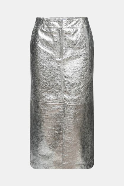 Metalická kožená sukně s povrchovou úpravou
