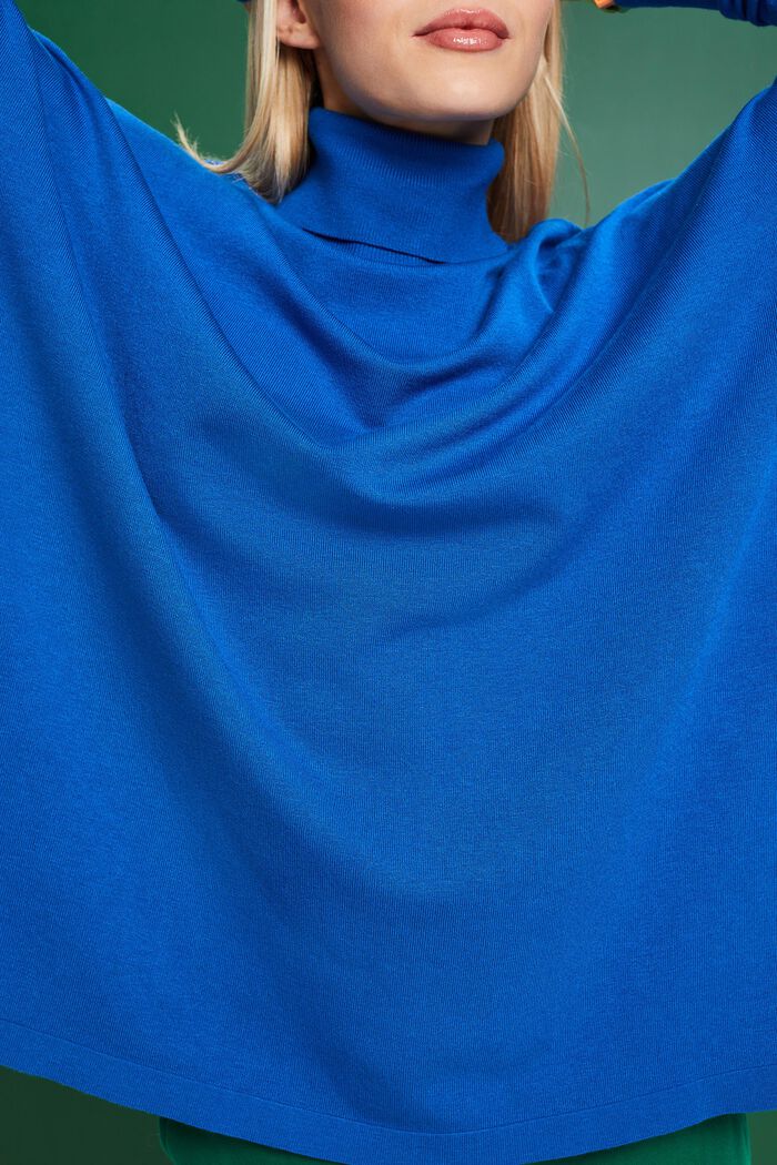 Pulovr s rolákem a netopýřími rukávy, BRIGHT BLUE, detail image number 3