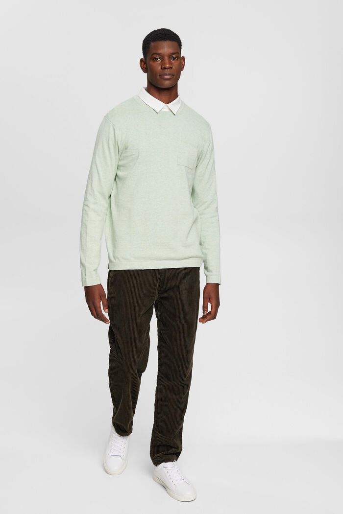 Pletený pulovr s náprsní kapsou, LIGHT AQUA GREEN, detail image number 4