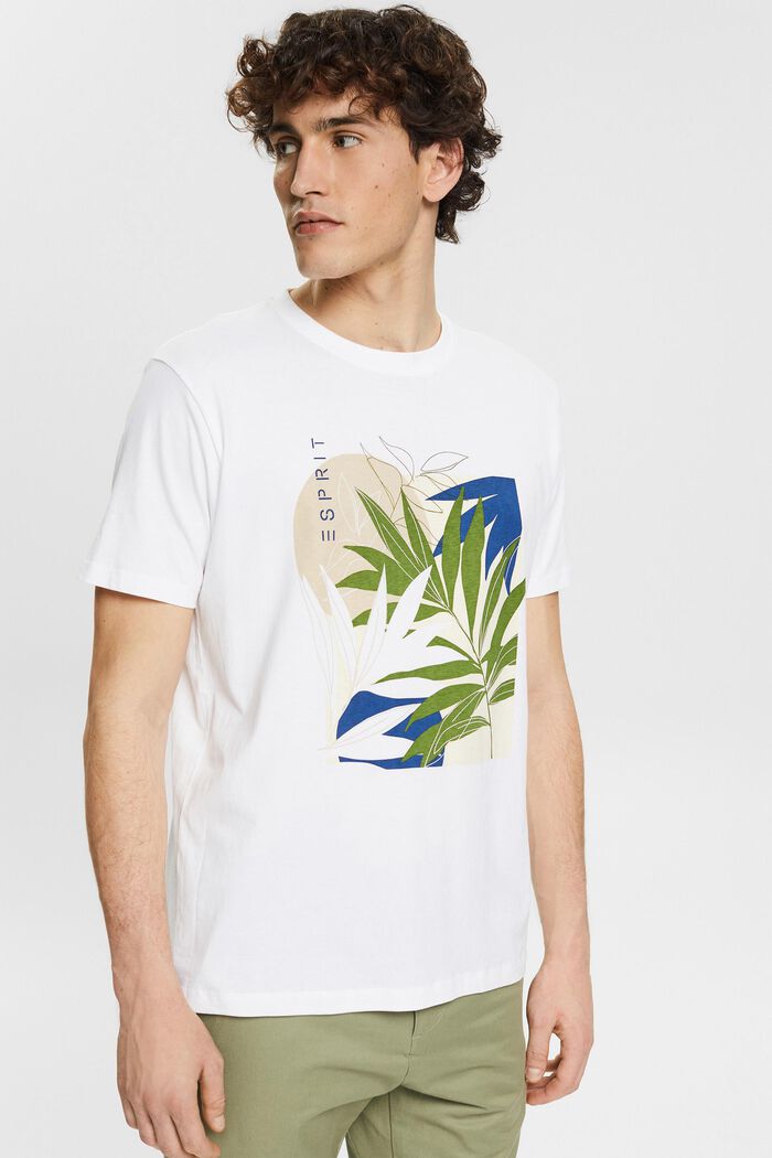 Žerzejové tričko s rostlinným potiskem, WHITE, detail image number 0