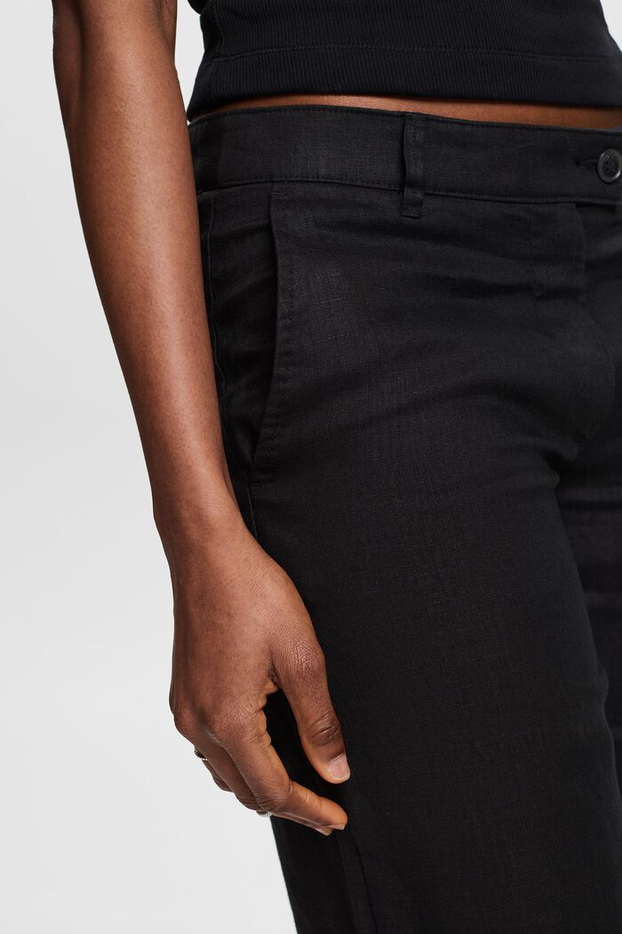 Lněné kalhoty se širokými nohavicemi, BLACK, detail image number 4