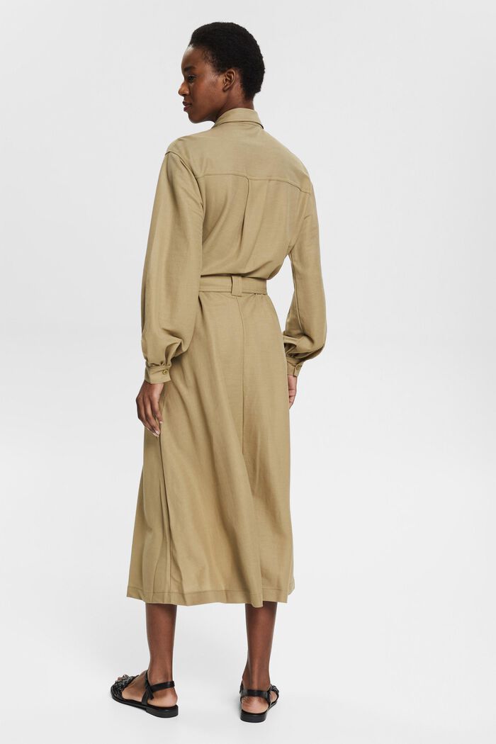 Midi šaty s opaskem, LENZING™ ECOVERO™, KHAKI GREEN, detail image number 2