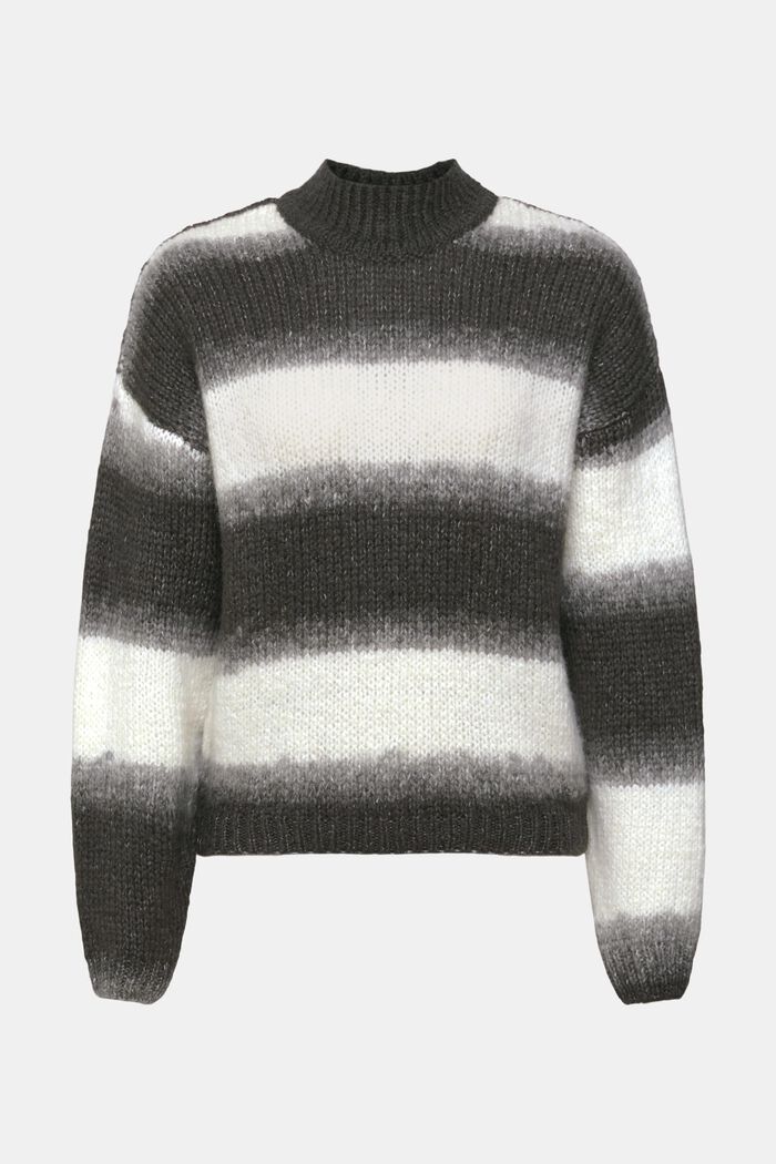 Pruhovaný pulovr ze směsi s vlnou, BLACK, detail image number 6