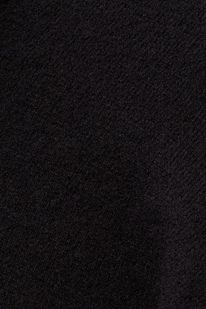 Midi šaty z žebrované směsi s vlnou, BLACK, detail image number 5