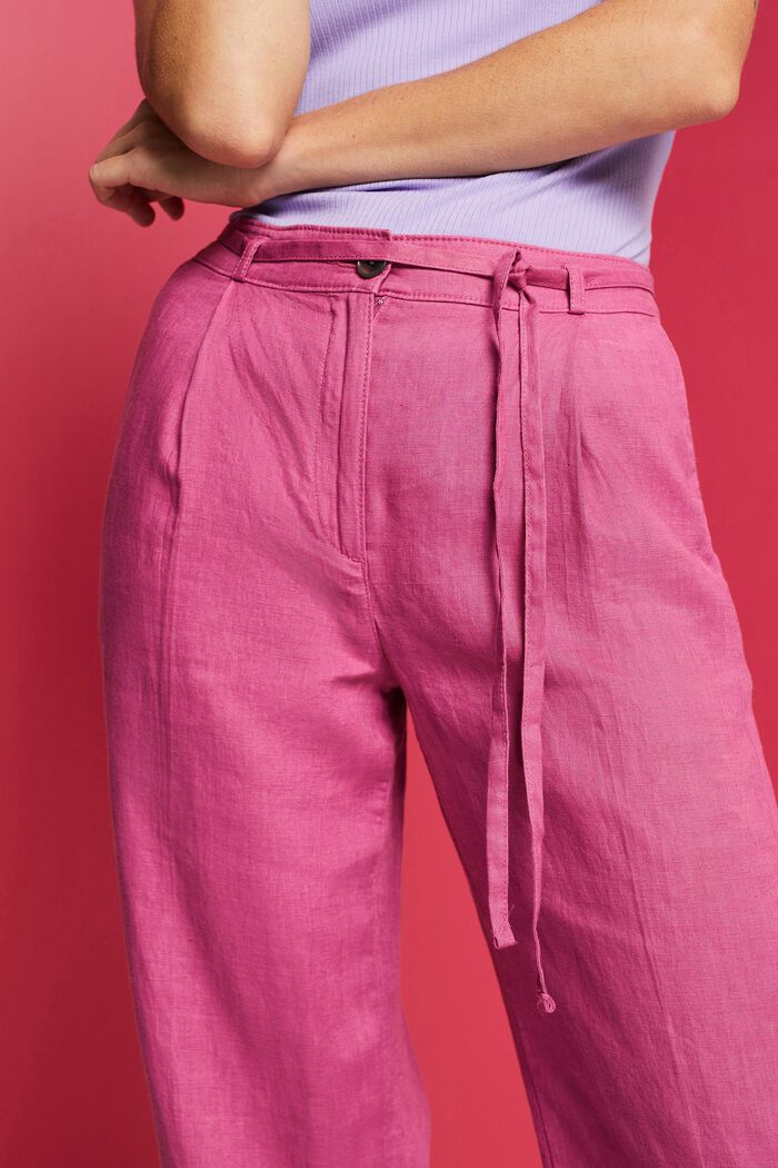 Lněné kalhoty se širokými nohavicemi, VIOLET, detail image number 2