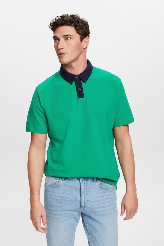 Polo tričko z bavlněného piké, GREEN, detail image number 0