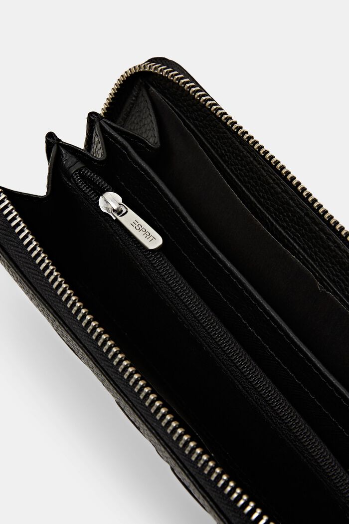 Kožená peněženka s logem na zip kolem dokola, BLACK, detail image number 3