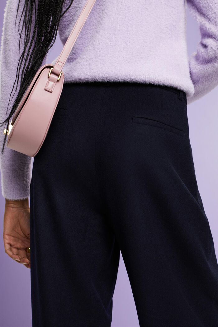 Kalhoty se širokými nohavicemi, vlněná směs, NAVY, detail image number 4