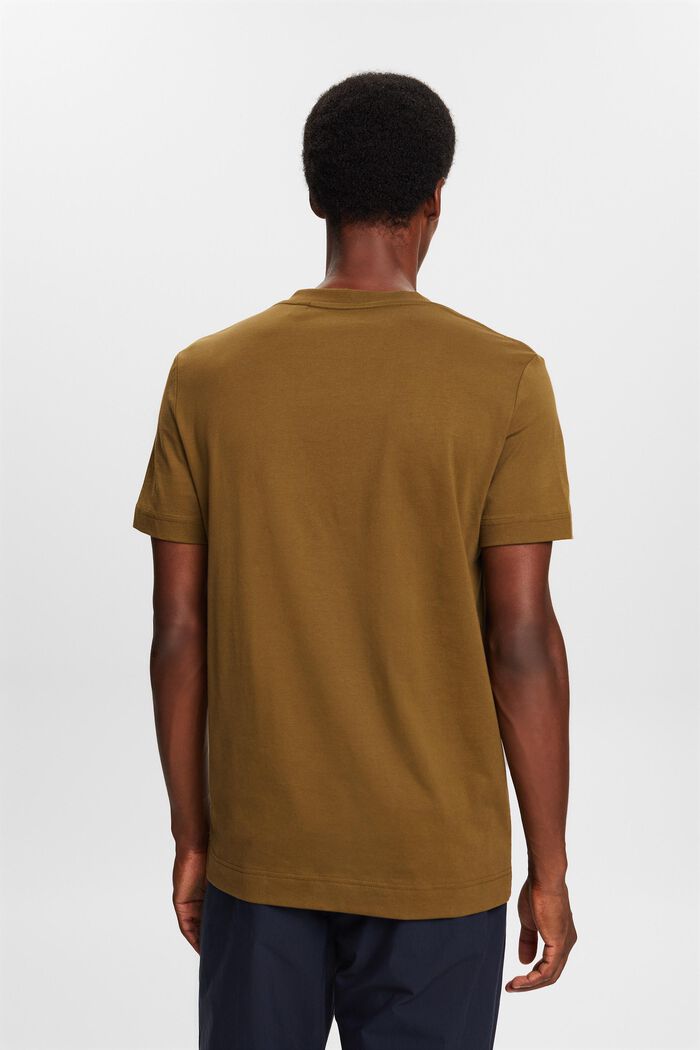 Žerzejové tričko se špičatým výstřihem, 100% bavlna, DARK KHAKI, detail image number 4