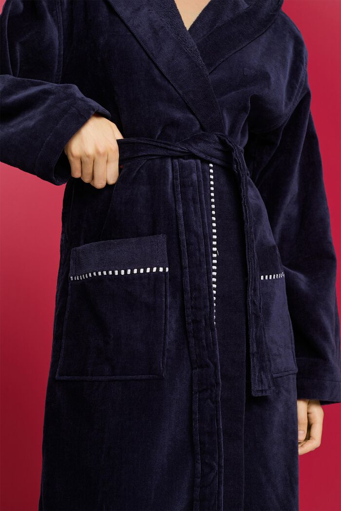 Sametový župan, 100% bavlna, NAVY BLUE, detail image number 2