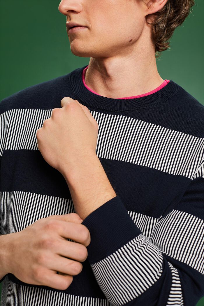 Pruhovaný pulovr z žebrové pleteniny, NAVY, detail image number 3