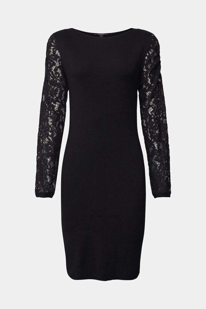 Pletené šaty s vlákny LENZING™ ECOVERO™, BLACK, overview