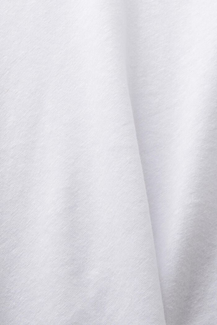 Tričko z bavlny a lnu se špičatým výstřihem, WHITE, detail image number 4
