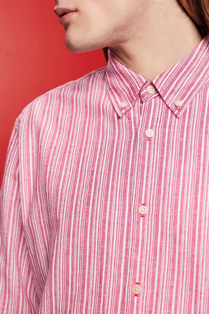 Pruhované tričko se lnem, DARK PINK, detail image number 2
