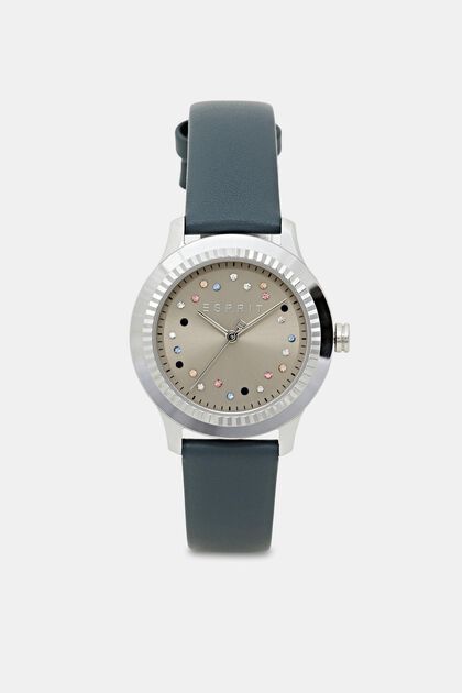 Náramkové hodinky s barevnými skleněnými kamínky po obvodu, GREY, overview