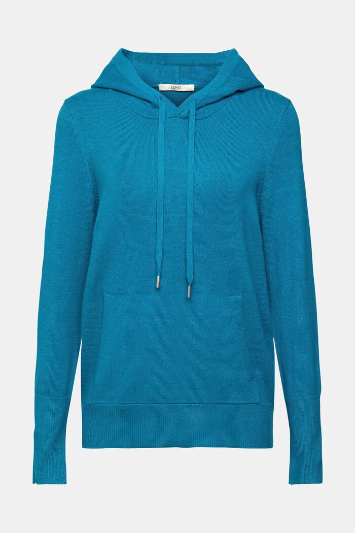 Pletený pulovr s kapucí, TEAL BLUE, detail image number 2
