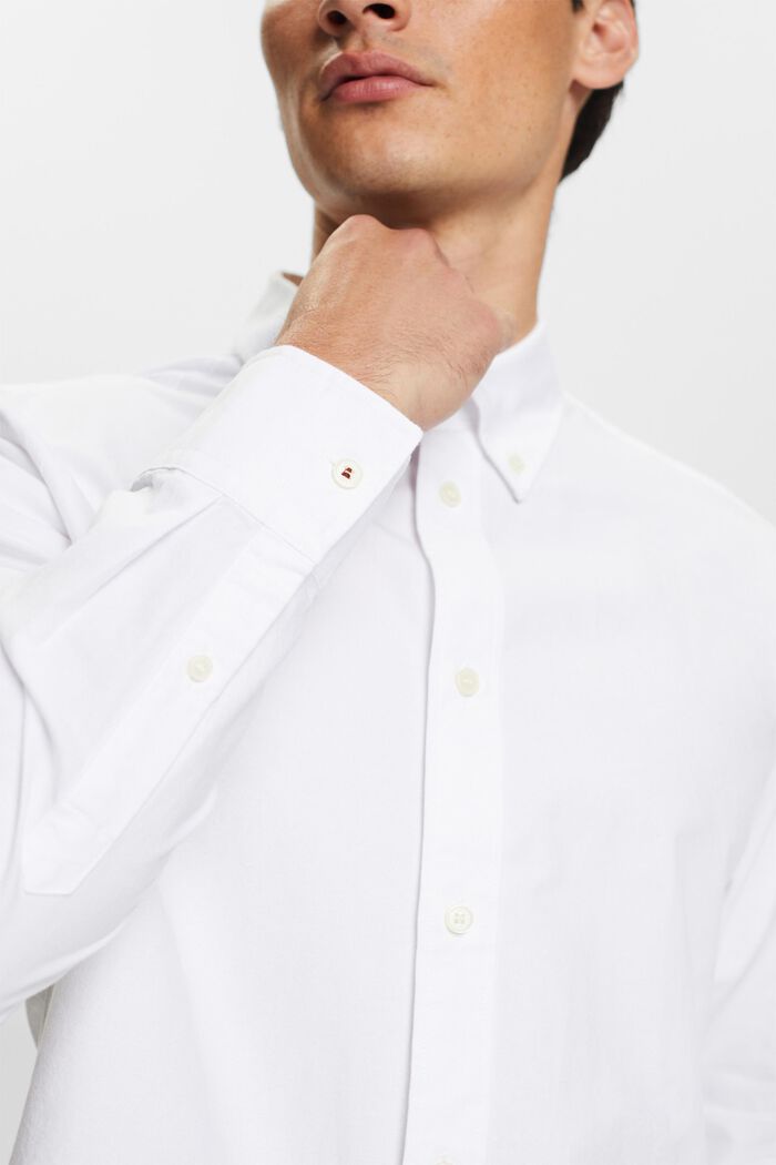 Bavlněná popelínová košile s propínacím límcem, WHITE, detail image number 3