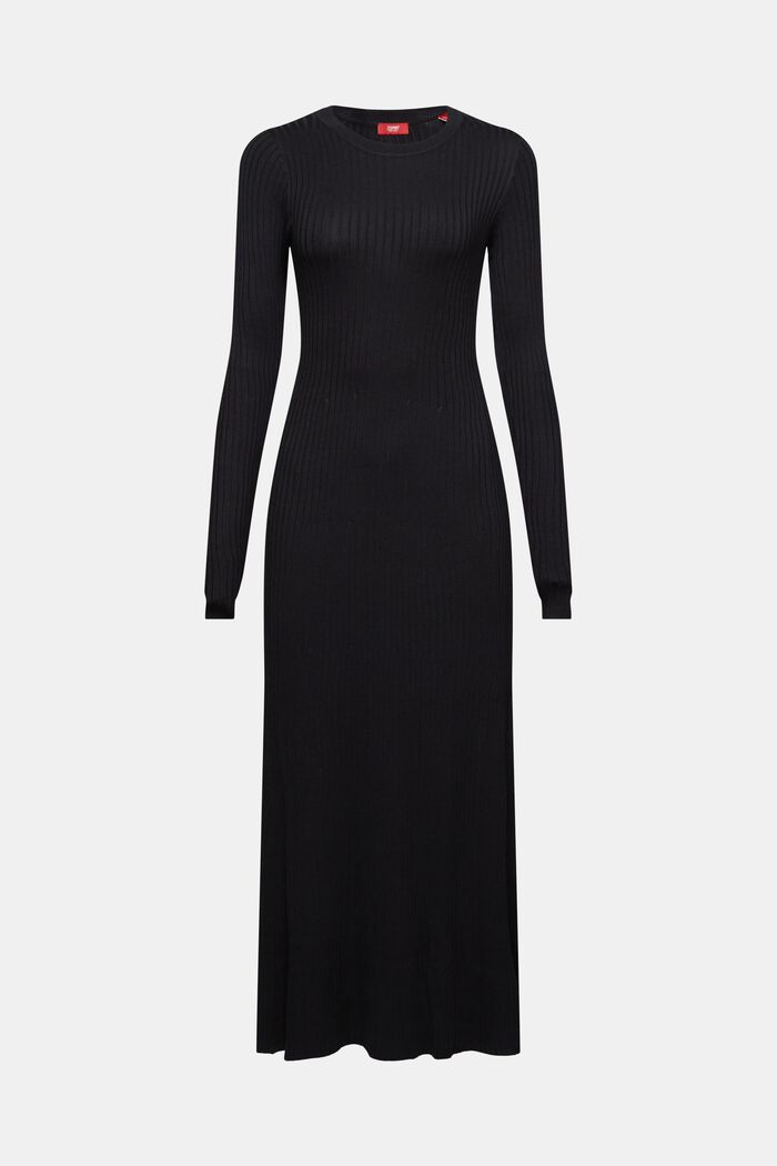 Maxi šaty z žebrovaného úpletu, BLACK, detail image number 6
