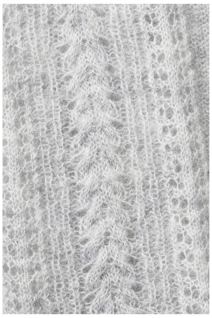 Pletený pulovr s výstřihem ke krku a s dírkovaným vzorem, LIGHT GREY, detail image number 5