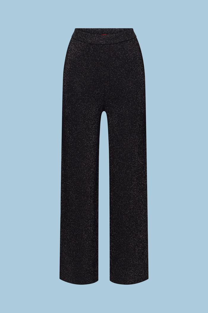 Třpytivé pletené kalhoty s širokými nohavicemi, BLACK, detail image number 6