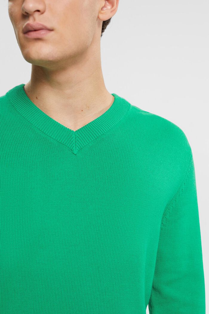 Pletený pulovr se špičatým výstřihem, LIGHT GREEN, detail image number 0
