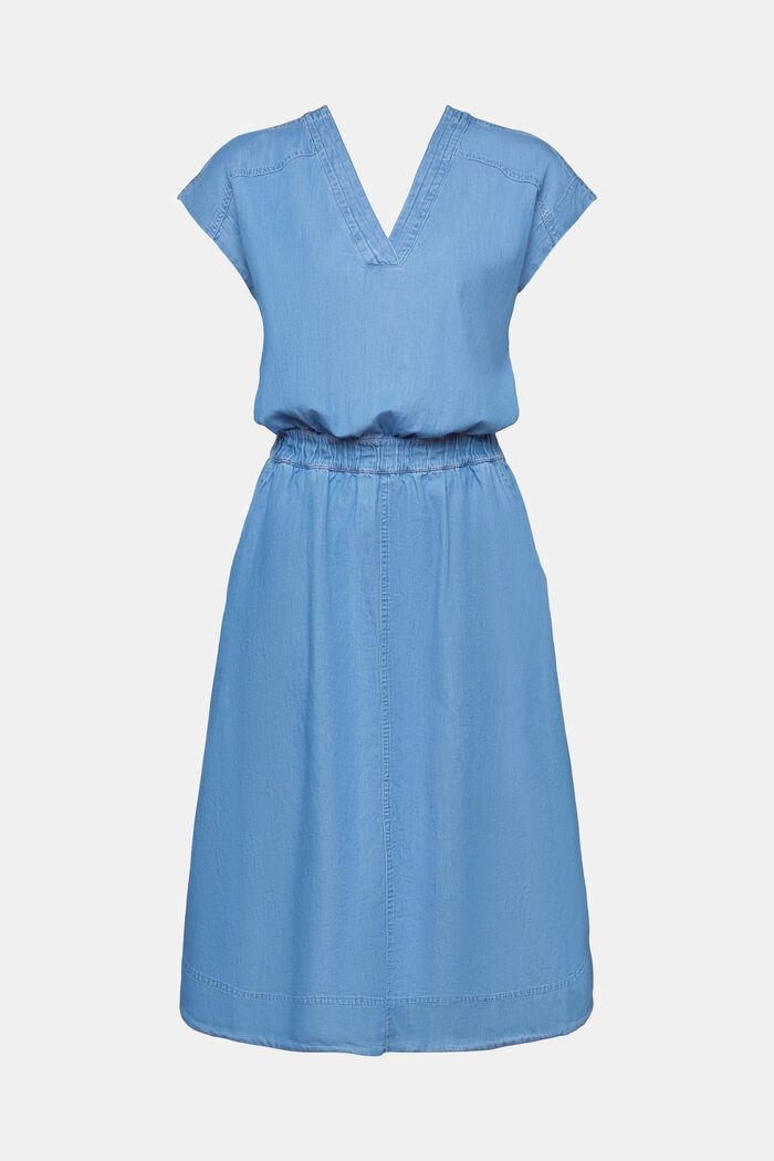 Denimové šaty z bavlněného šambré, BLUE LIGHT WASHED, detail image number 5